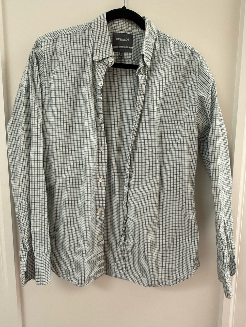 Bonobos Men's Green and White Check Button-Down Shirt